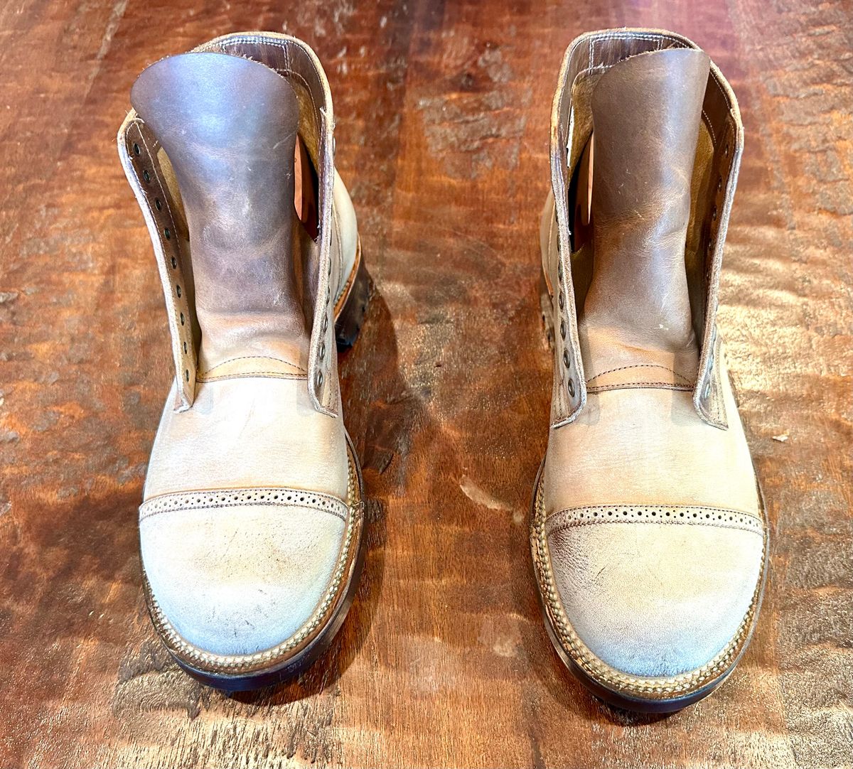 Photo by Suited_n_Booted on June 17, 2026 of the Viberg Service Boot BCT in Horween Natural Cypress to Custom OD Green!.