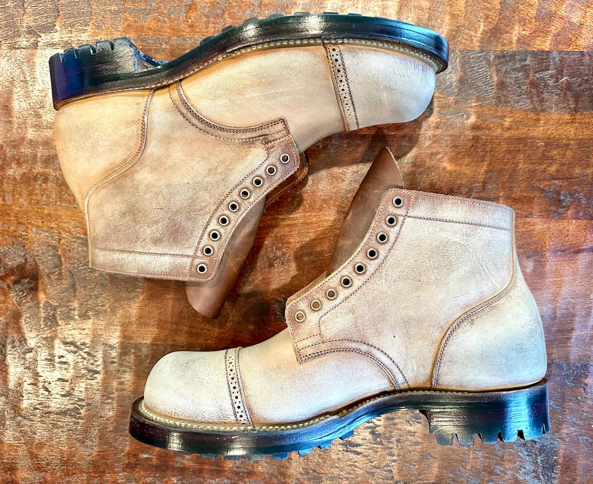 Photo by Suited_n_Booted on June 17, 2026 of the Viberg Service Boot BCT in Horween Natural Cypress to Custom OD Green!.