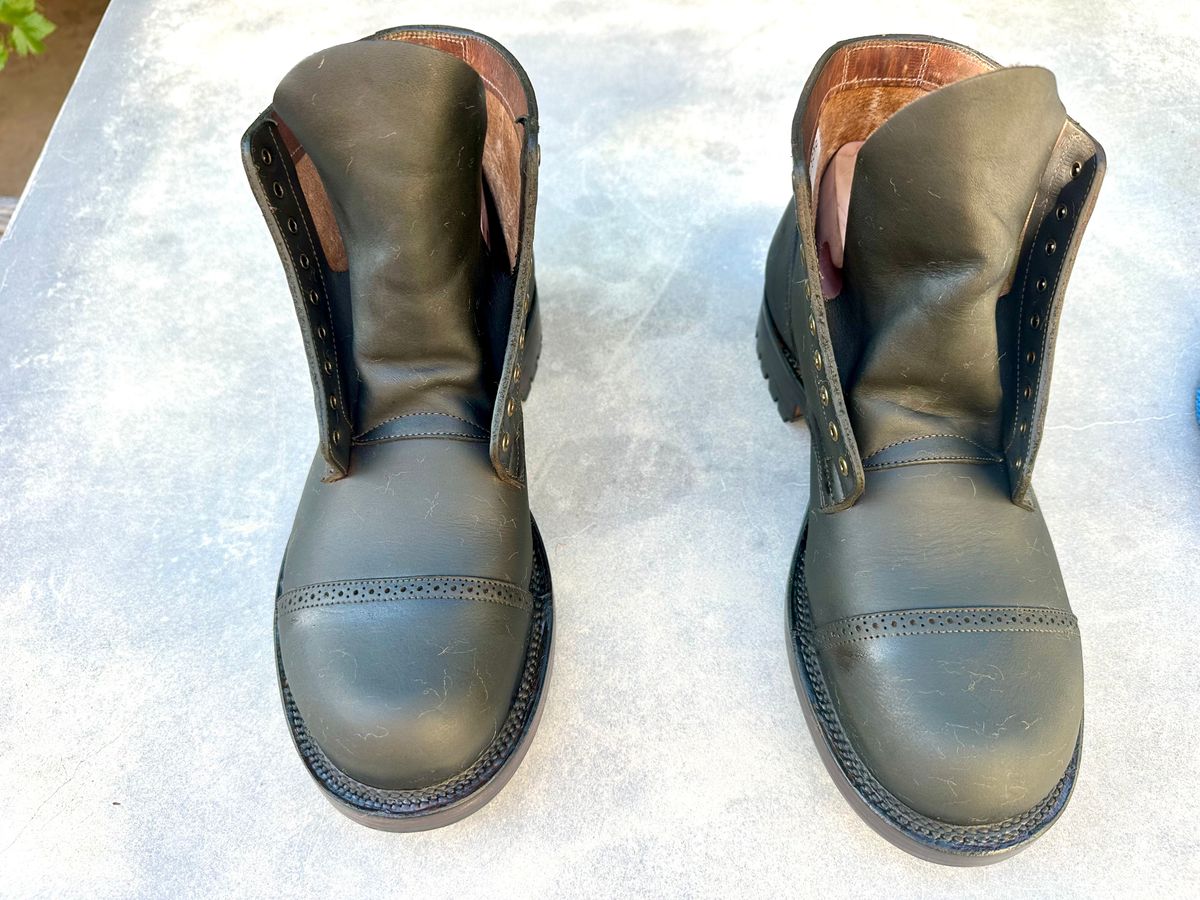 Photo by Suited_n_Booted on June 18, 2026 of the Viberg Service Boot BCT in Horween Natural Cypress to Custom OD Green!.