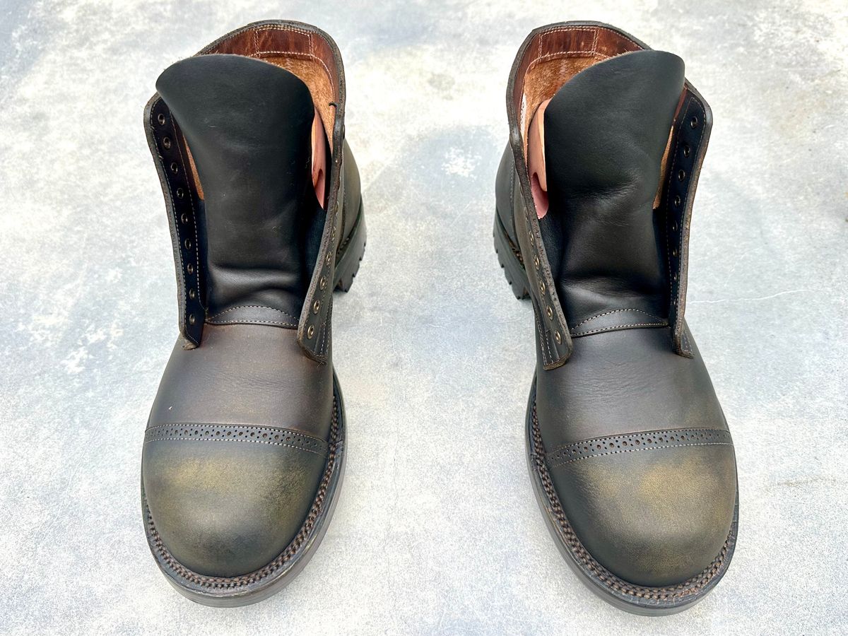Photo by Suited_n_Booted on June 18, 2026 of the Viberg Service Boot BCT in Horween Natural Cypress to Custom OD Green!.
