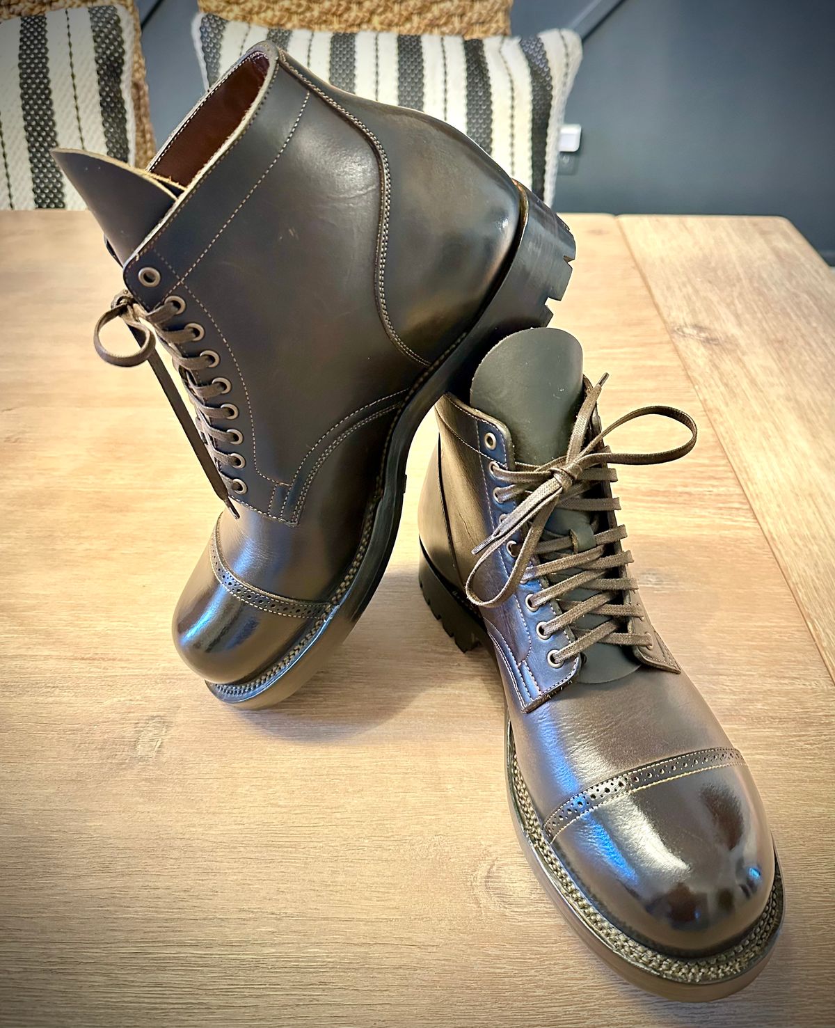 Photo by Suited_n_Booted on June 21, 2026 of the Viberg Service Boot BCT in Horween Natural Cypress to Custom OD Green!.