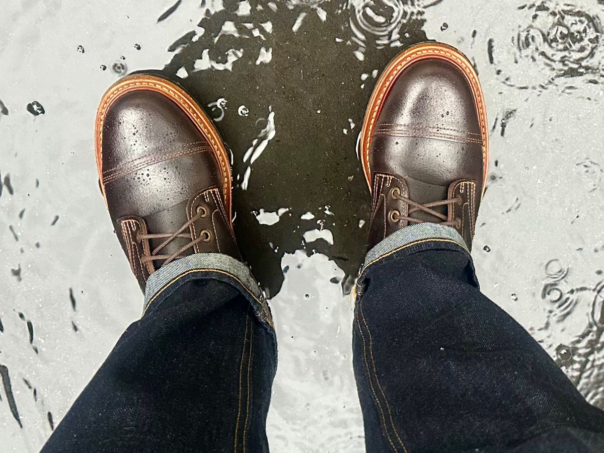 Photo by Suited_n_Booted on April 21, 2026 of the Truman Boot Co. 6” Service Boot (Cap Toe) in Horween Java Waxed Flesh.