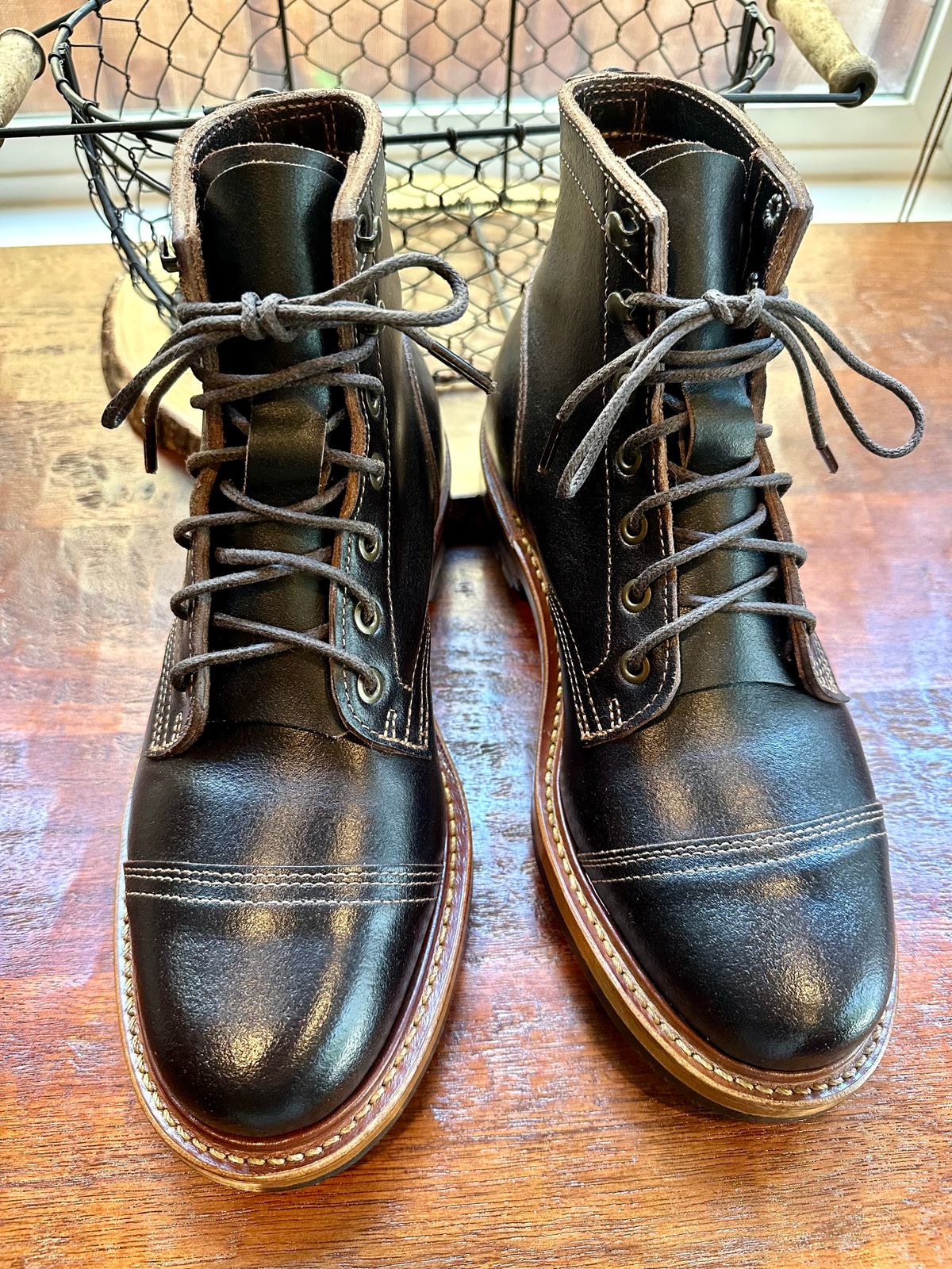 Photo by Suited_n_Booted on June 22, 2026 of the Truman Boot Co. 6” Service Boot (Cap Toe) in Horween Java Waxed Flesh.