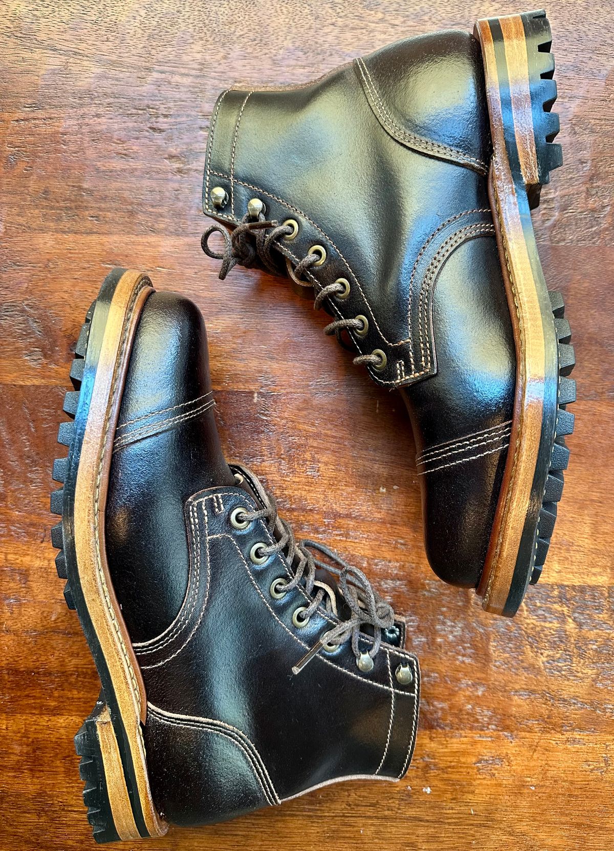 Photo by Suited_n_Booted on June 22, 2026 of the Truman Boot Co. 6” Service Boot (Cap Toe) in Horween Java Waxed Flesh.
