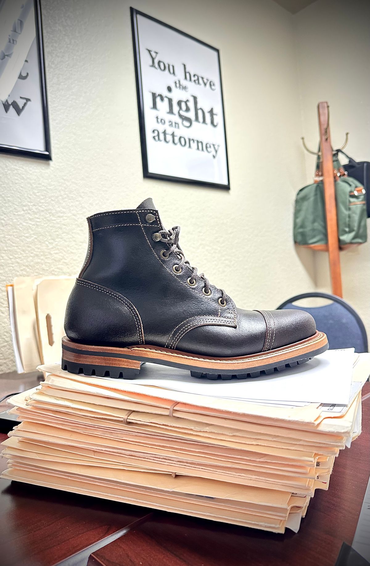 Photo by peachcobbler on January 26, 2026 of the Truman Boot Co. 6” Service Boot in Horween Java Waxed Flesh.