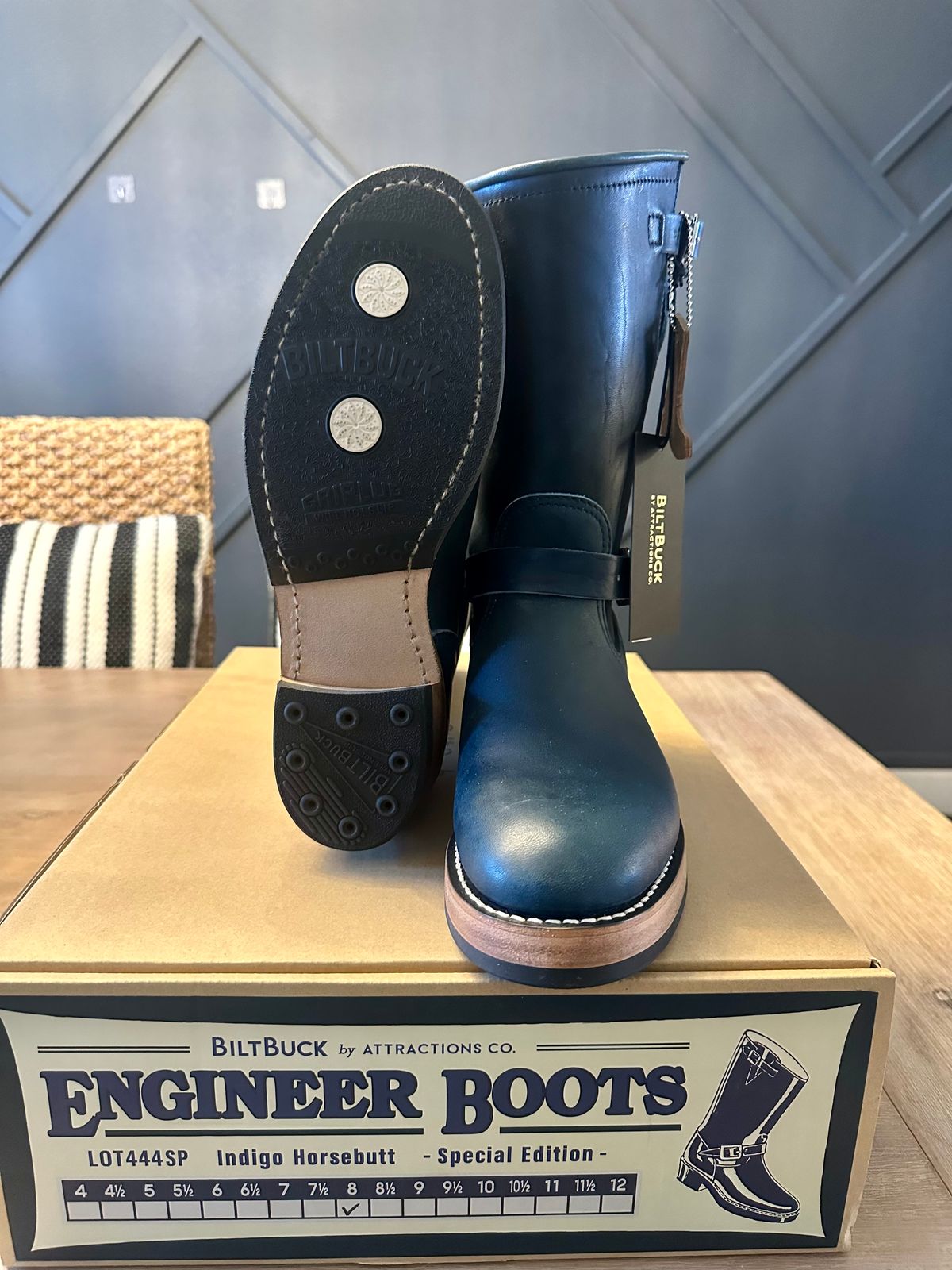 Photo by Suited_n_Booted on June 25, 2026 of the Attractions Biltbuck Lot 444SP (Special Edition) in Indigo Horsebutt.