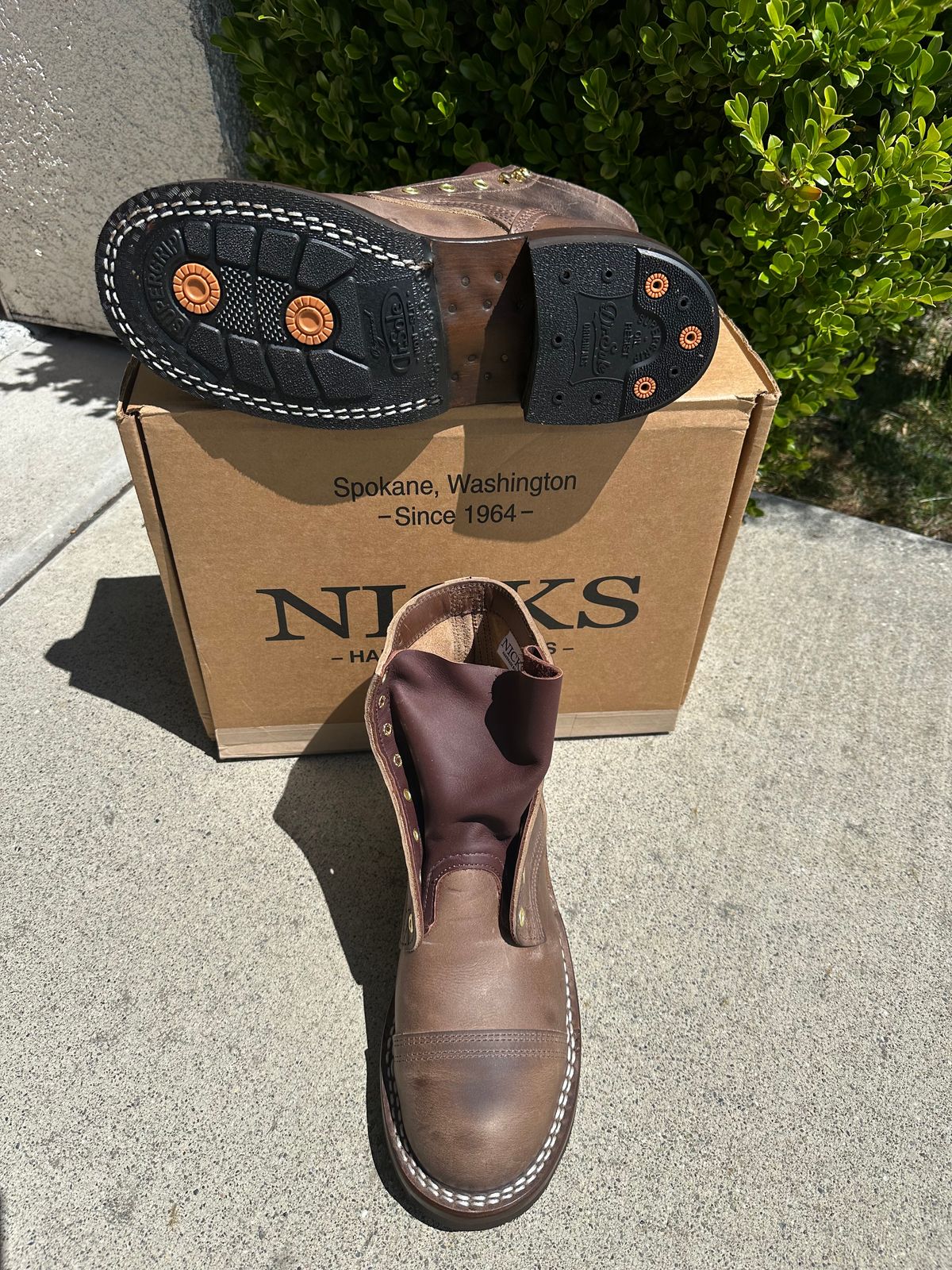 Photo by Suited_n_Booted on April 13, 2026 of the Nick’s handmade Boots Americana in Horween Predator Natural.