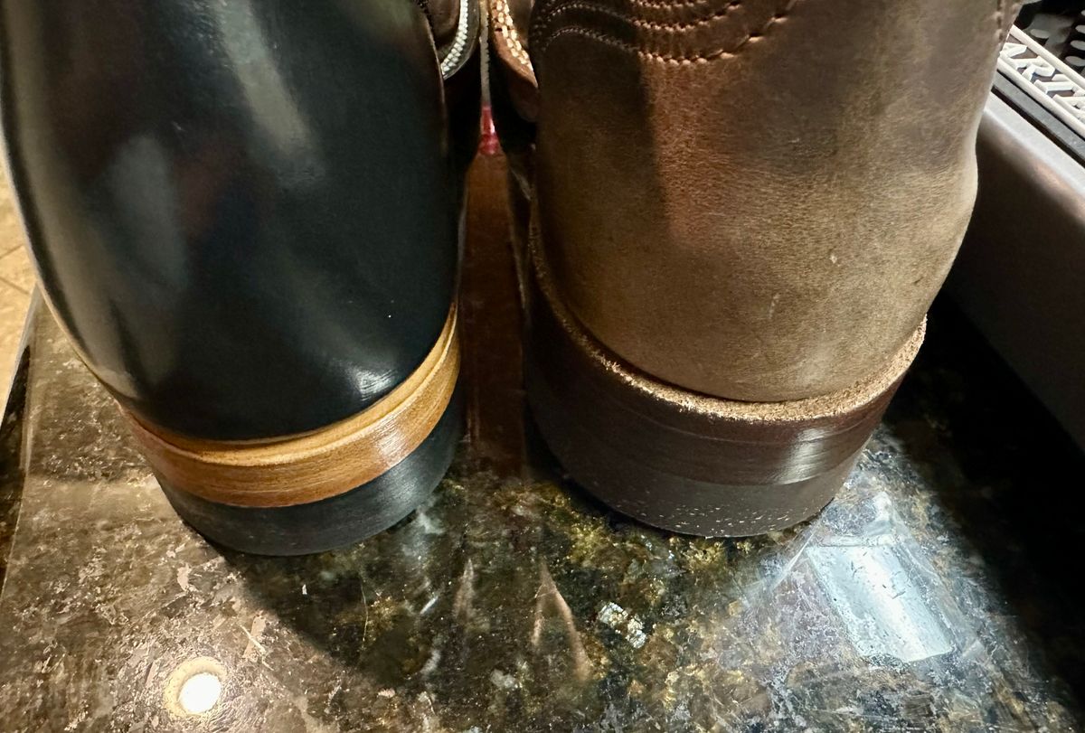 Photo by Suited_n_Booted on April 13, 2026 of the Nick’s handmade Boots Americana in Horween Predator Natural.