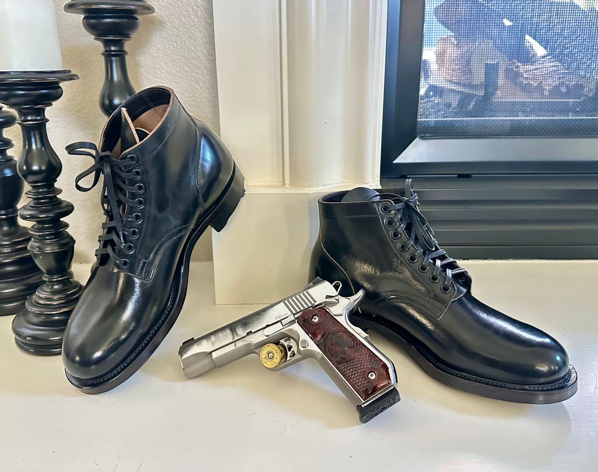 Photo by Suited_n_Booted on March 21, 2026 of the Viberg Service Boot in Maryam Nero Tea Core Lucida Horsebutt.