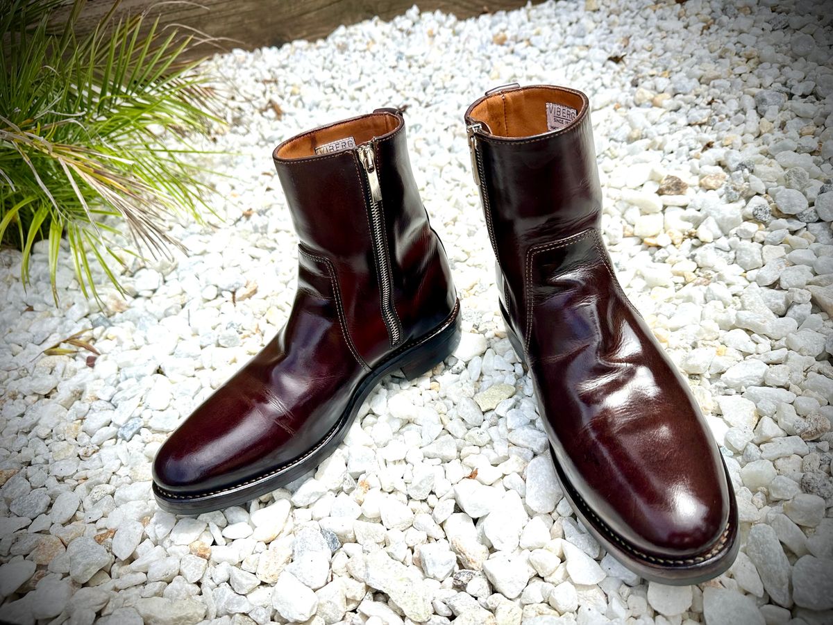 Photo by Suited_n_Booted on June 6, 2026 of the Viberg x Division Road Side Zip in Calf Nubuck Fango.