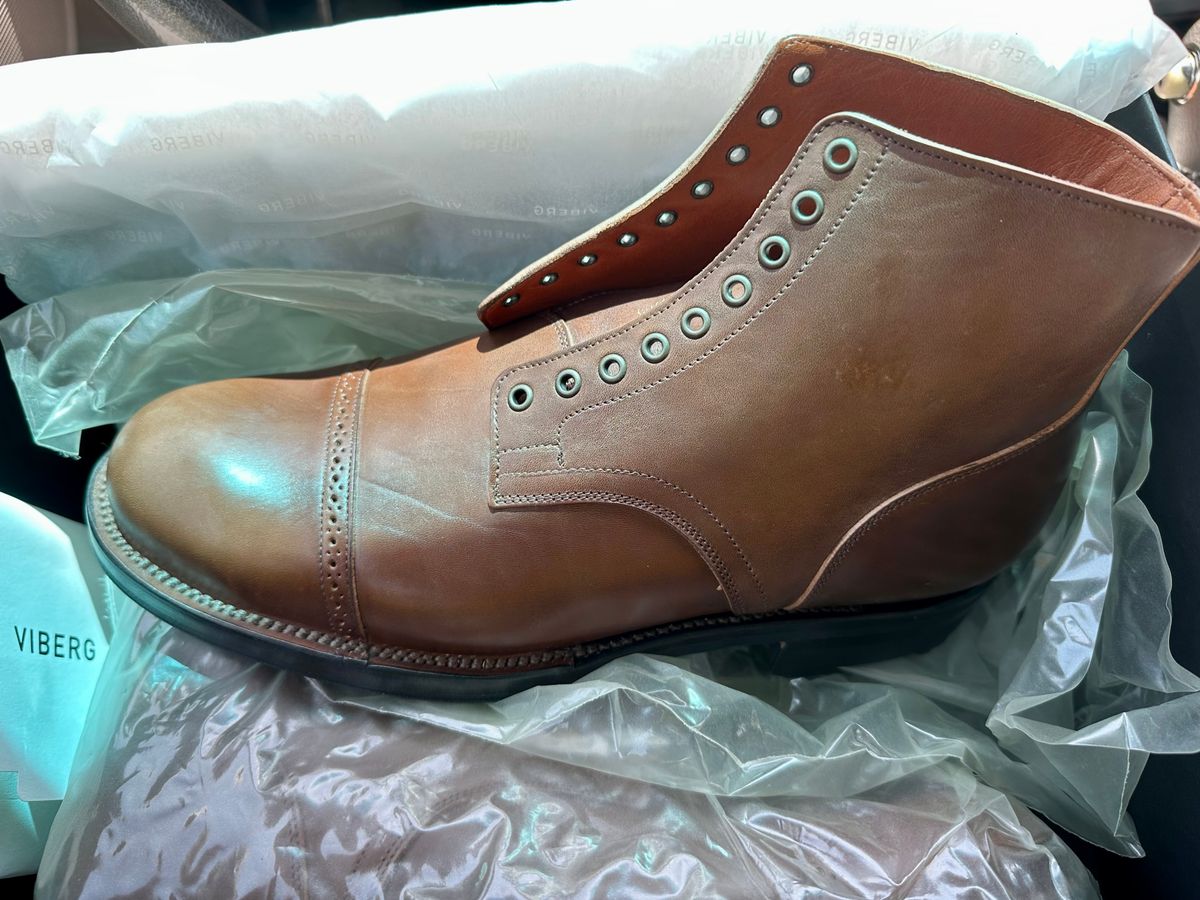 Photo by Suited_n_Booted on July 3, 2026 of the Viberg Service Boot BCT in Maryam Muschio Horsebutt.