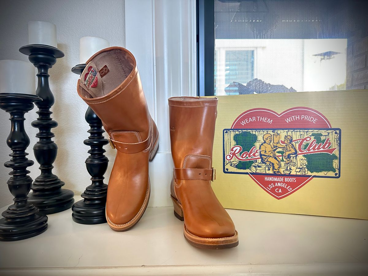 Photo by Suited_n_Booted on June 23, 2026 of the Role Club Engineer Boots in Natural Italian Horsebutt.