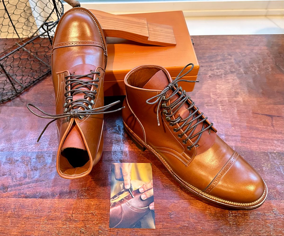 Photo by Suited_n_Booted on March 12, 2026 of the Viberg Service Boot BCT in ANNONAY VOCALAU TAN FRENCH CALF.