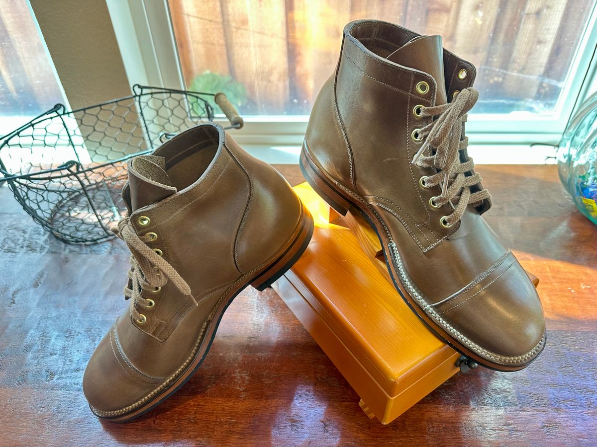 Photo by Suited_n_Booted on March 4, 2026 of the Viberg Service Boot PCT in Horween Natural Chromexcel.