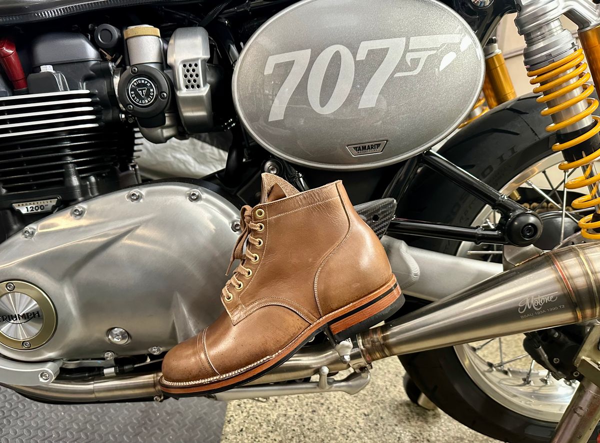 Photo by Suited_n_Booted on March 4, 2026 of the Viberg Service Boot PCT in Horween Natural Chromexcel.