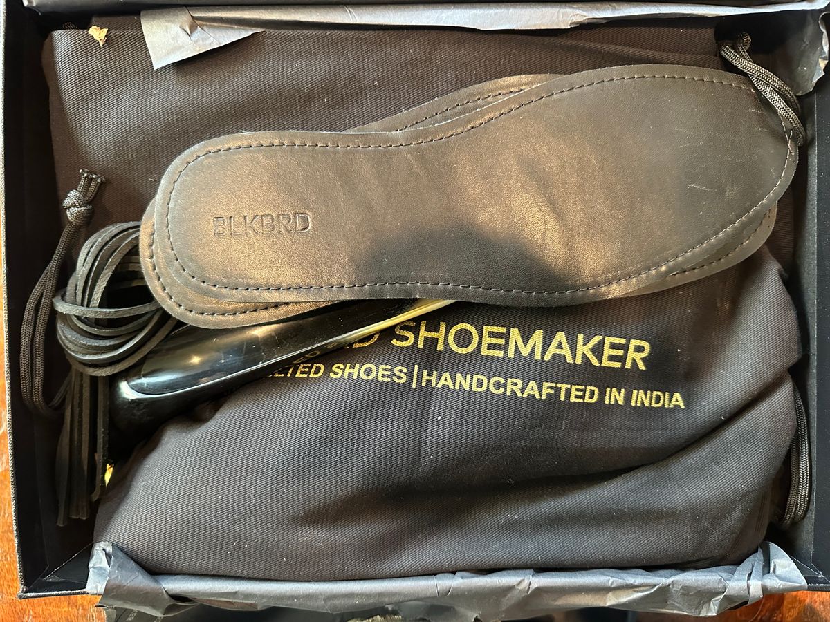 Photo by Suited_n_Booted on April 15, 2026 of the Blkbrd Shoemaker Luchador Service Boot in Maryam Navy Horsehide.