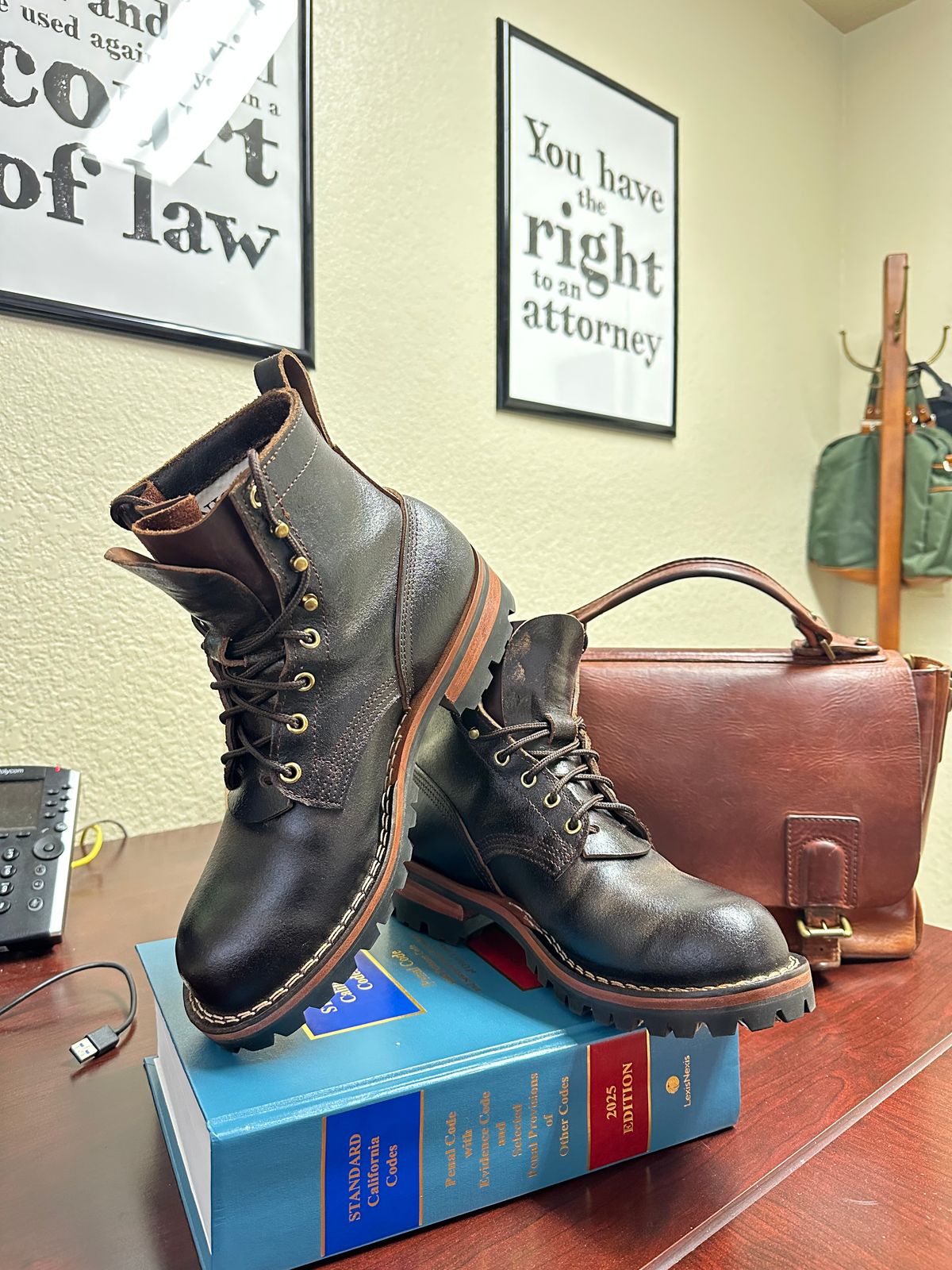 Photo by Suited_n_Booted on February 10, 2026 of the Nick’s Handmade Boots MTO in Horween Brown Waxed Flesh.