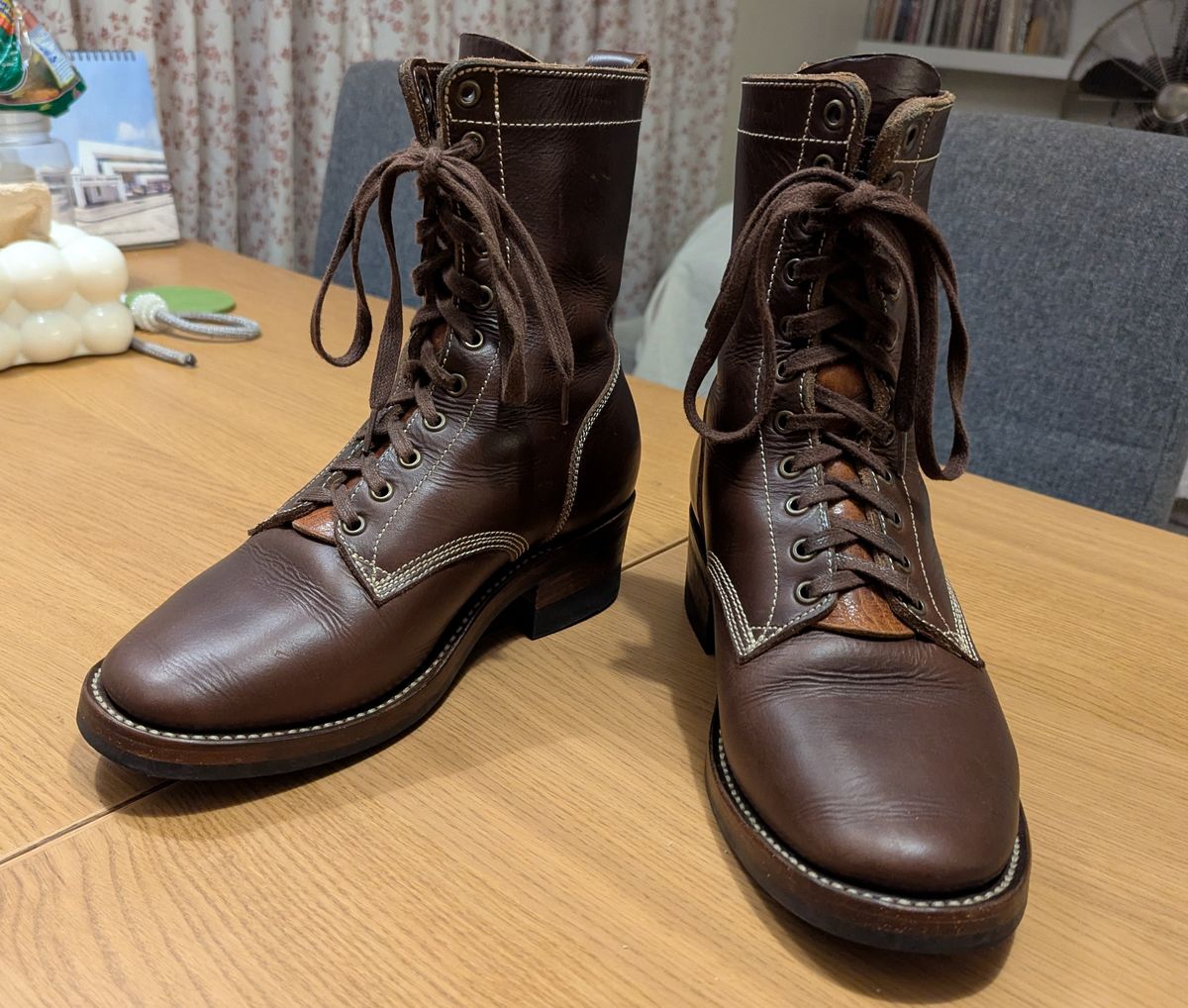 Photo by BoxingCoachBrian on June 1, 2025 of the Willie's Handmade Boots Boondocker in Horween Brown Chromexcel.