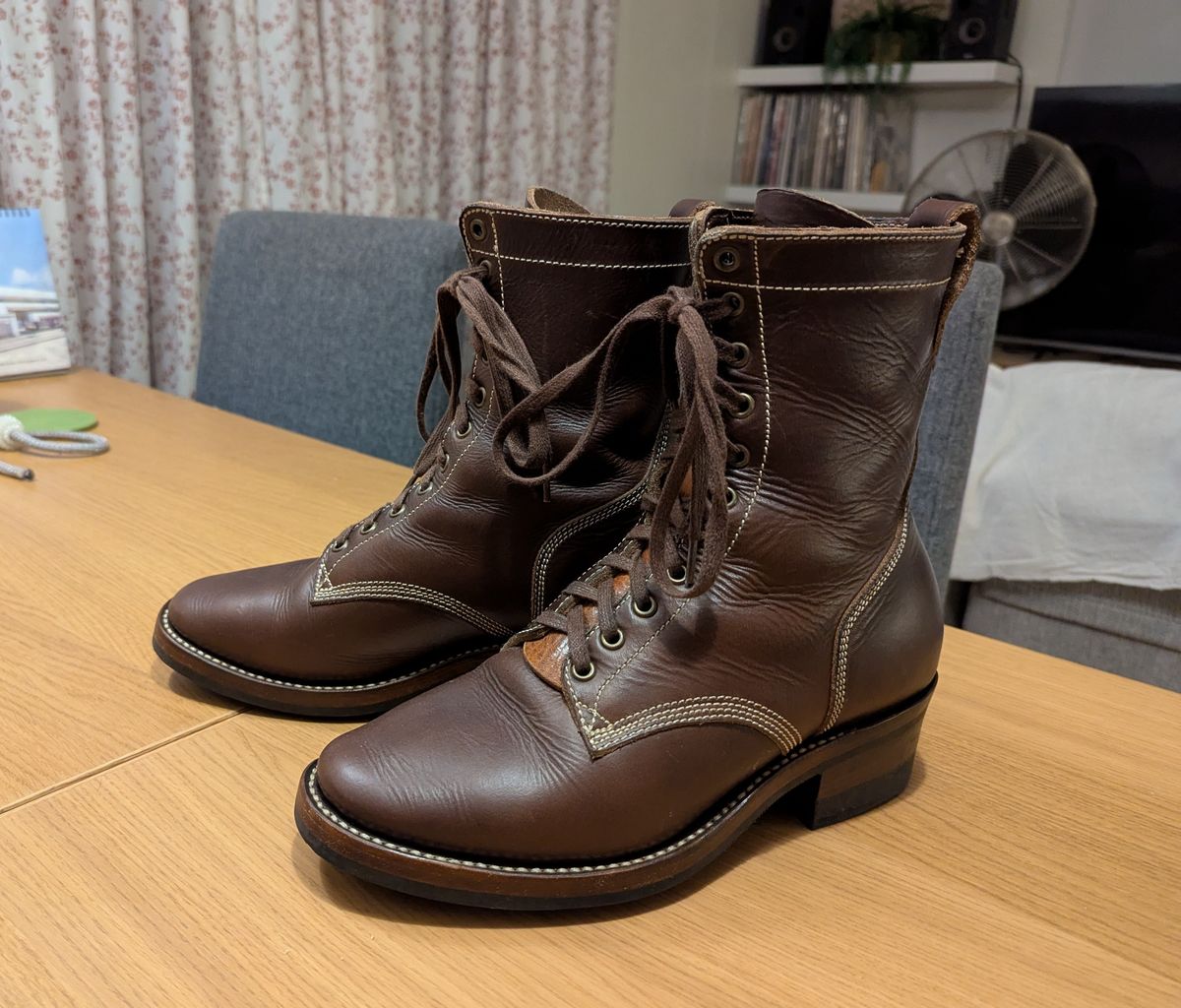 Photo by BoxingCoachBrian on June 1, 2025 of the Willie's Handmade Boots Boondocker in Horween Brown Chromexcel.