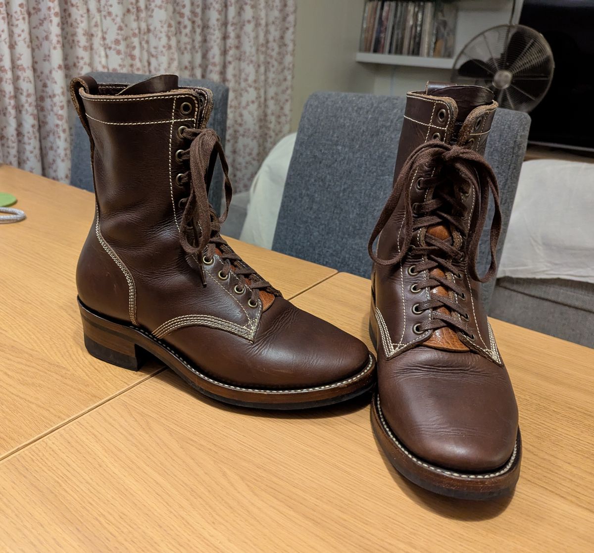 Photo by BoxingCoachBrian on June 1, 2025 of the Willie's Handmade Boots Boondocker in Horween Brown Chromexcel.