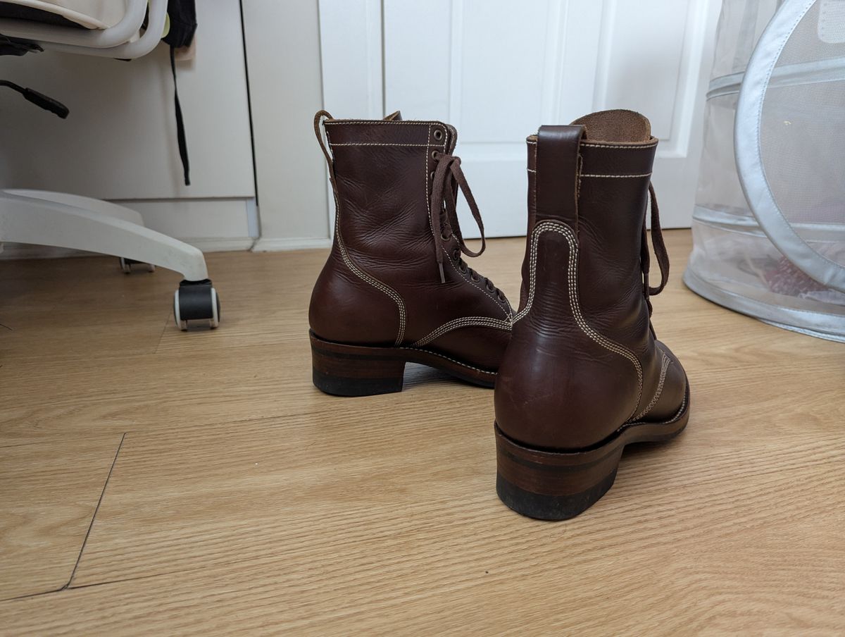Photo by BoxingCoachBrian on July 14, 2025 of the Willie's Handmade Boots Boondocker in Horween Brown Chromexcel.
