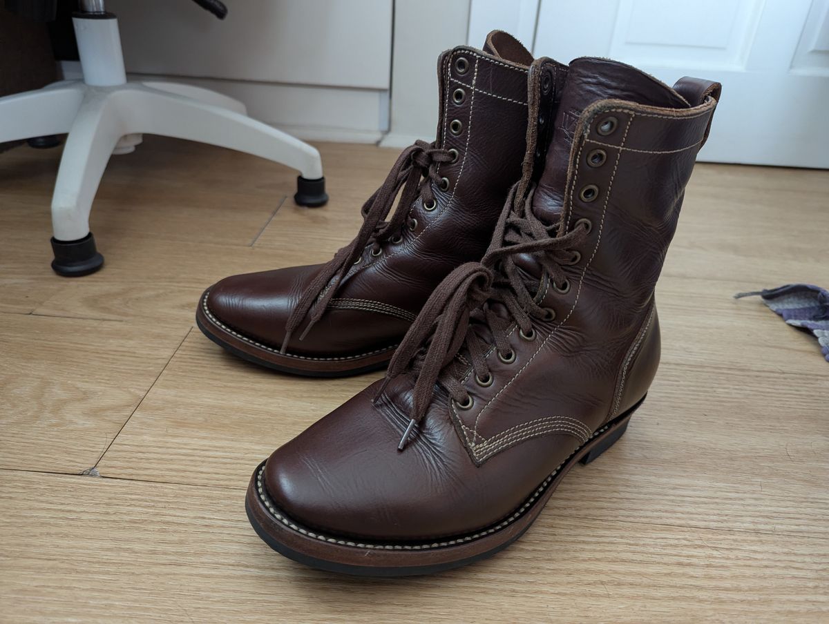 Photo by BoxingCoachBrian on December 10, 2025 of the Willie's Handmade Boots Boondocker in Horween Brown Chromexcel.
