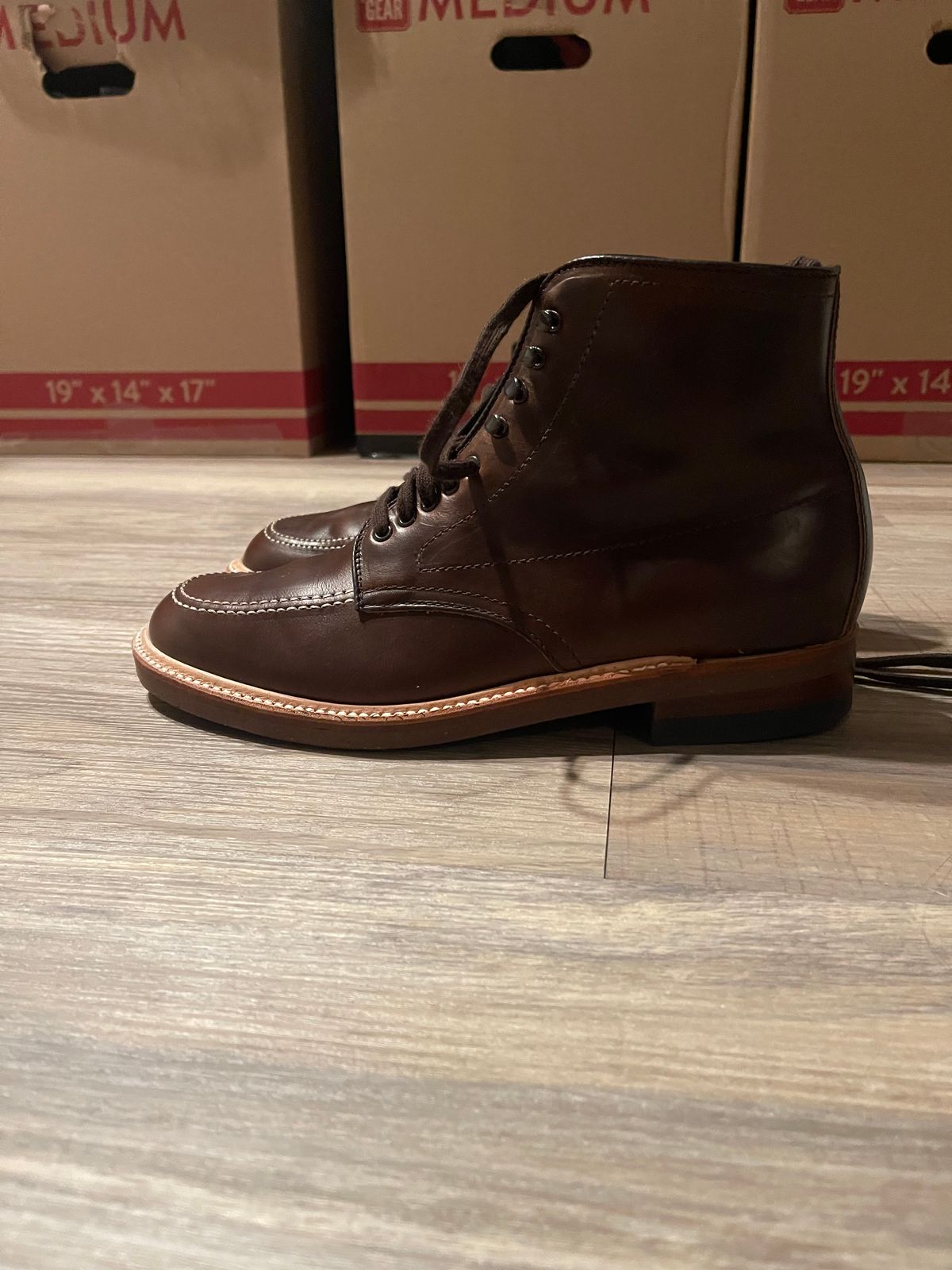 Photo by phantomboots on June 25, 2025 of the Alden Indy Boot in Horween Brown Chromexcel.