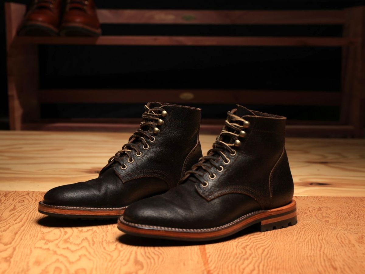 Photo by ScuffedUpKicks on November 5, 2024 of the Parkhurst The Allen in Horween Brown Waxed Flesh.