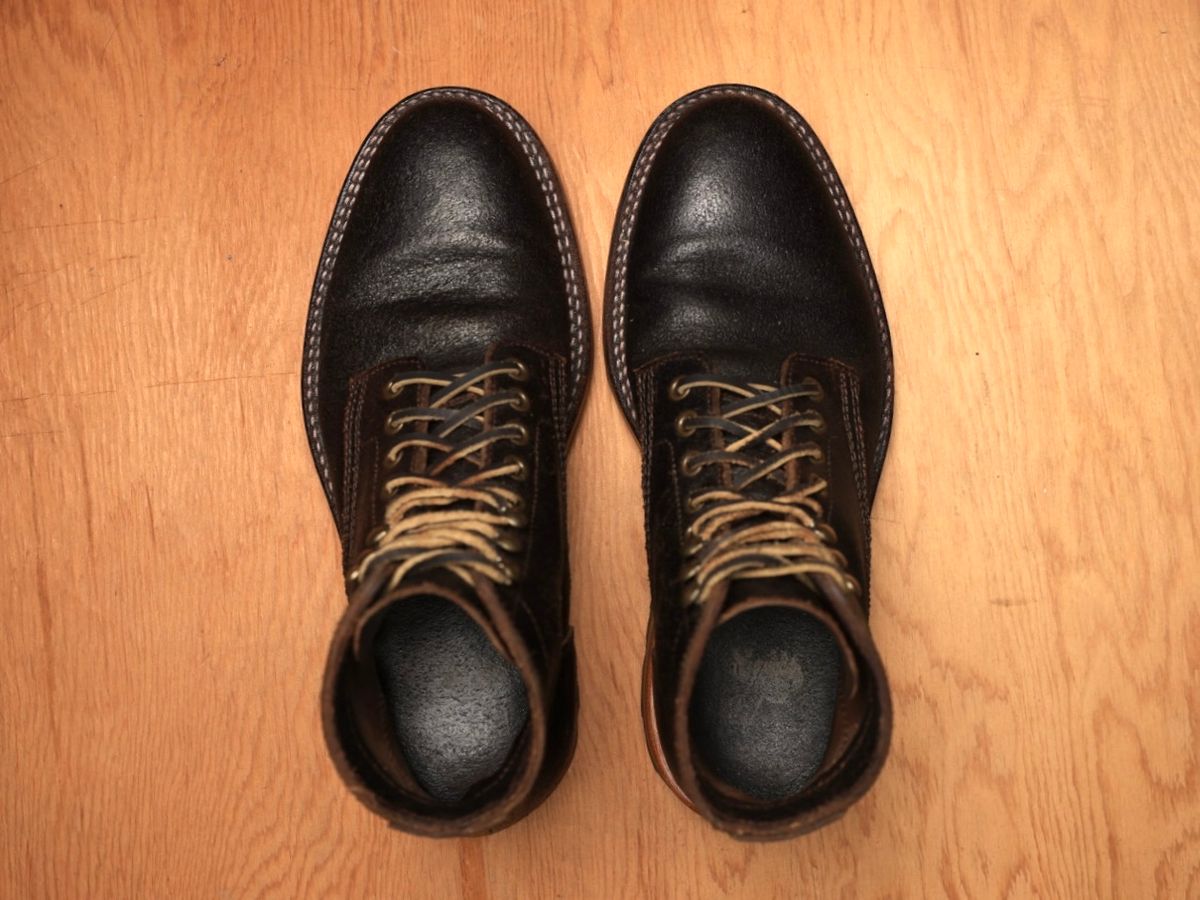 Photo by ScuffedUpKicks on November 5, 2024 of the Parkhurst The Allen in Horween Brown Waxed Flesh.