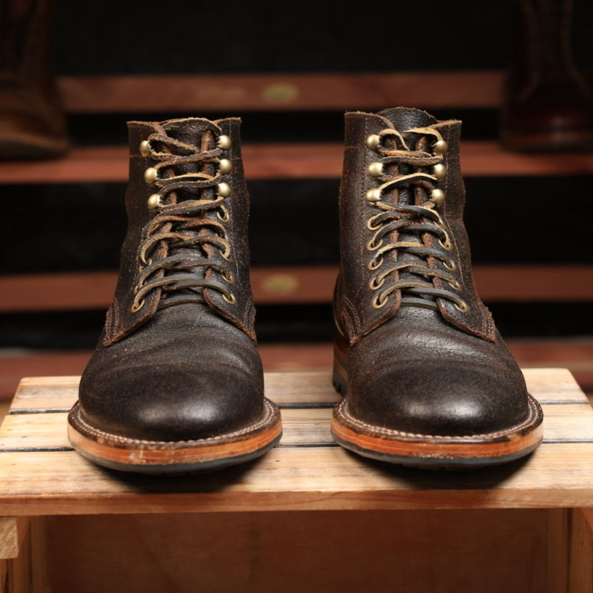 Photo by ScuffedUpKicks on December 1, 2024 of the Parkhurst The Allen in Horween Brown Waxed Flesh.