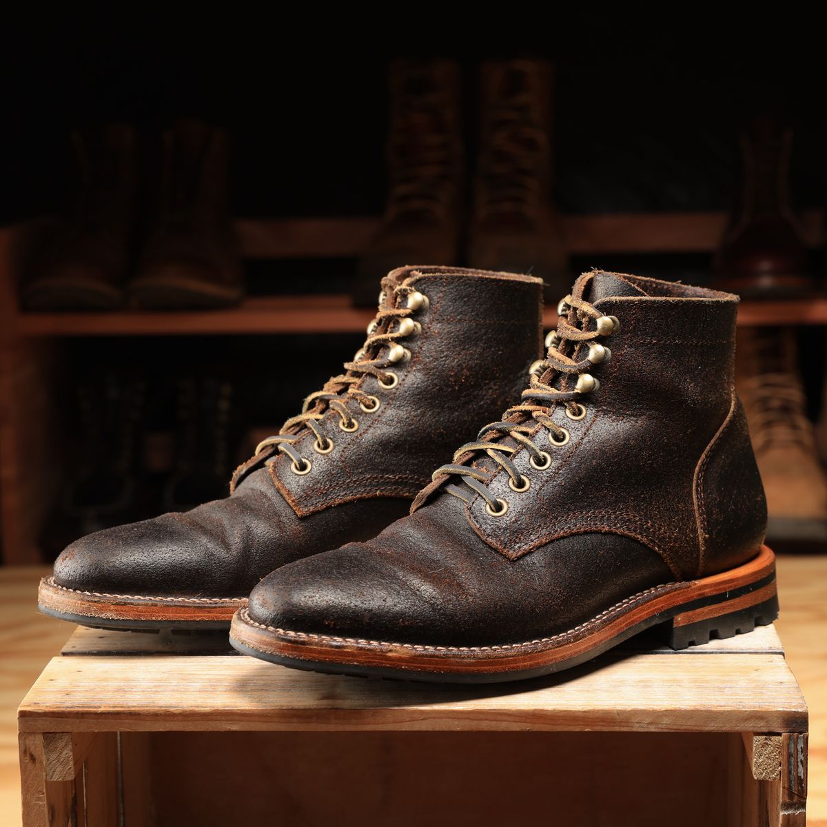 Photo by ScuffedUpKicks on March 6, 2025 of the Parkhurst The Allen in Horween Brown Waxed Flesh.