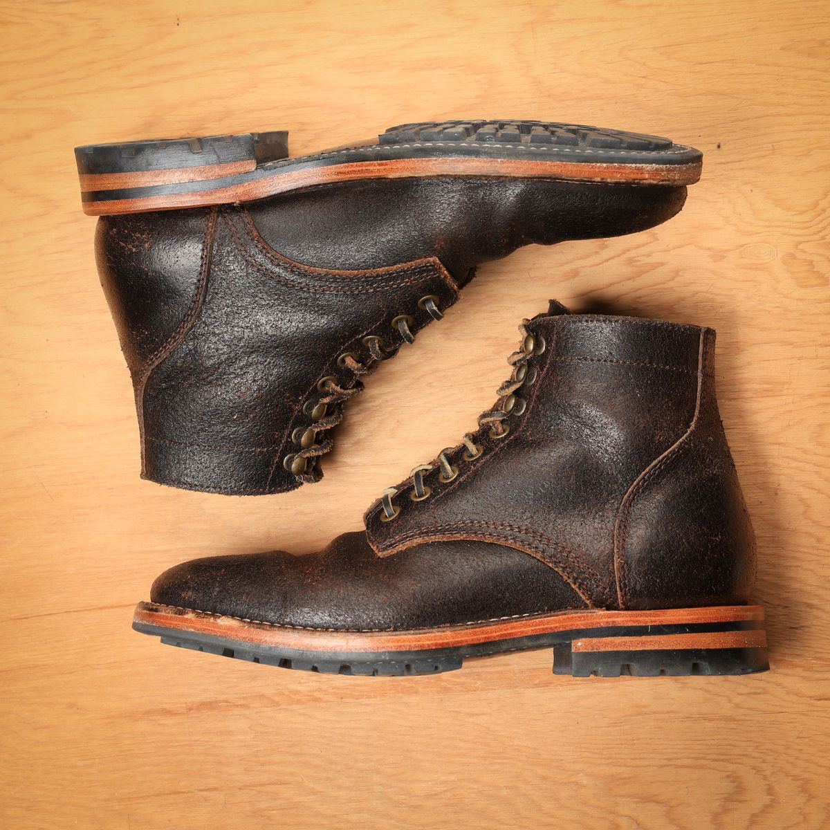 Photo by ScuffedUpKicks on March 6, 2025 of the Parkhurst The Allen in Horween Brown Waxed Flesh.