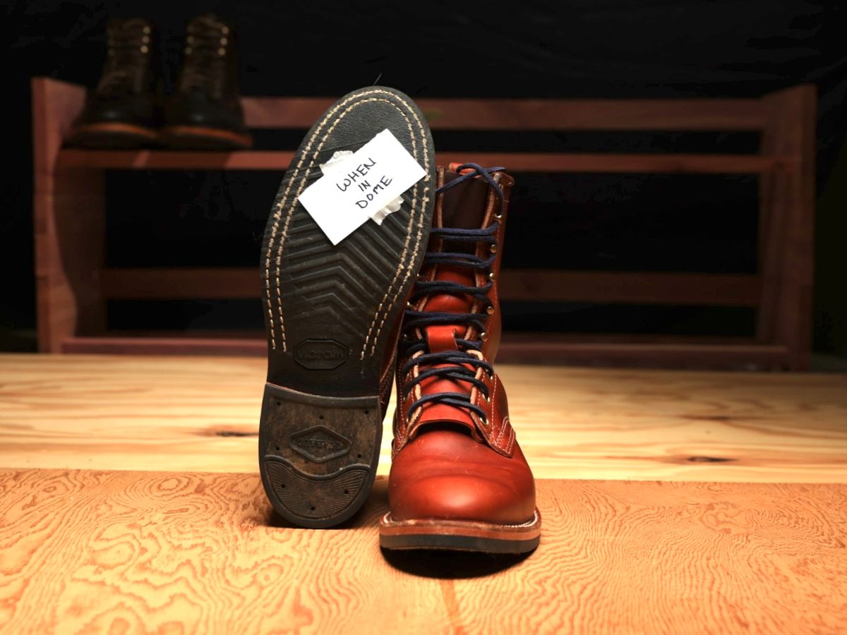 Photo by ScuffedUpKicks on November 5, 2024 of the Nicks x Parkhurst V2 in Wickett & Craig Tan Oiled Latigo.