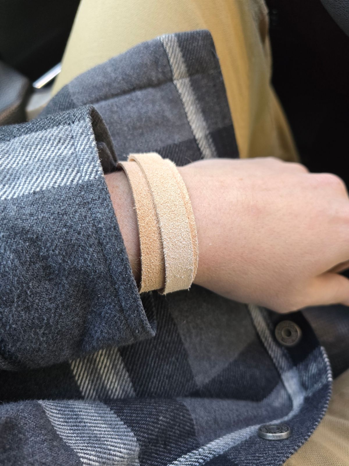 Photo by alanight on November 2, 2025 of the Harker Leatherworks Wristband in Natural Roughout Veg Tan.