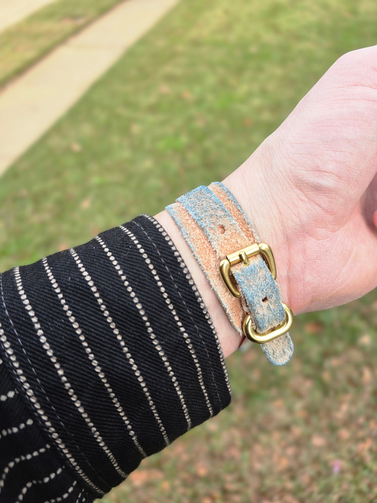 Photo by alanight on December 5, 2025 of the Harker Leatherworks Wristband in Natural Roughout Veg Tan.