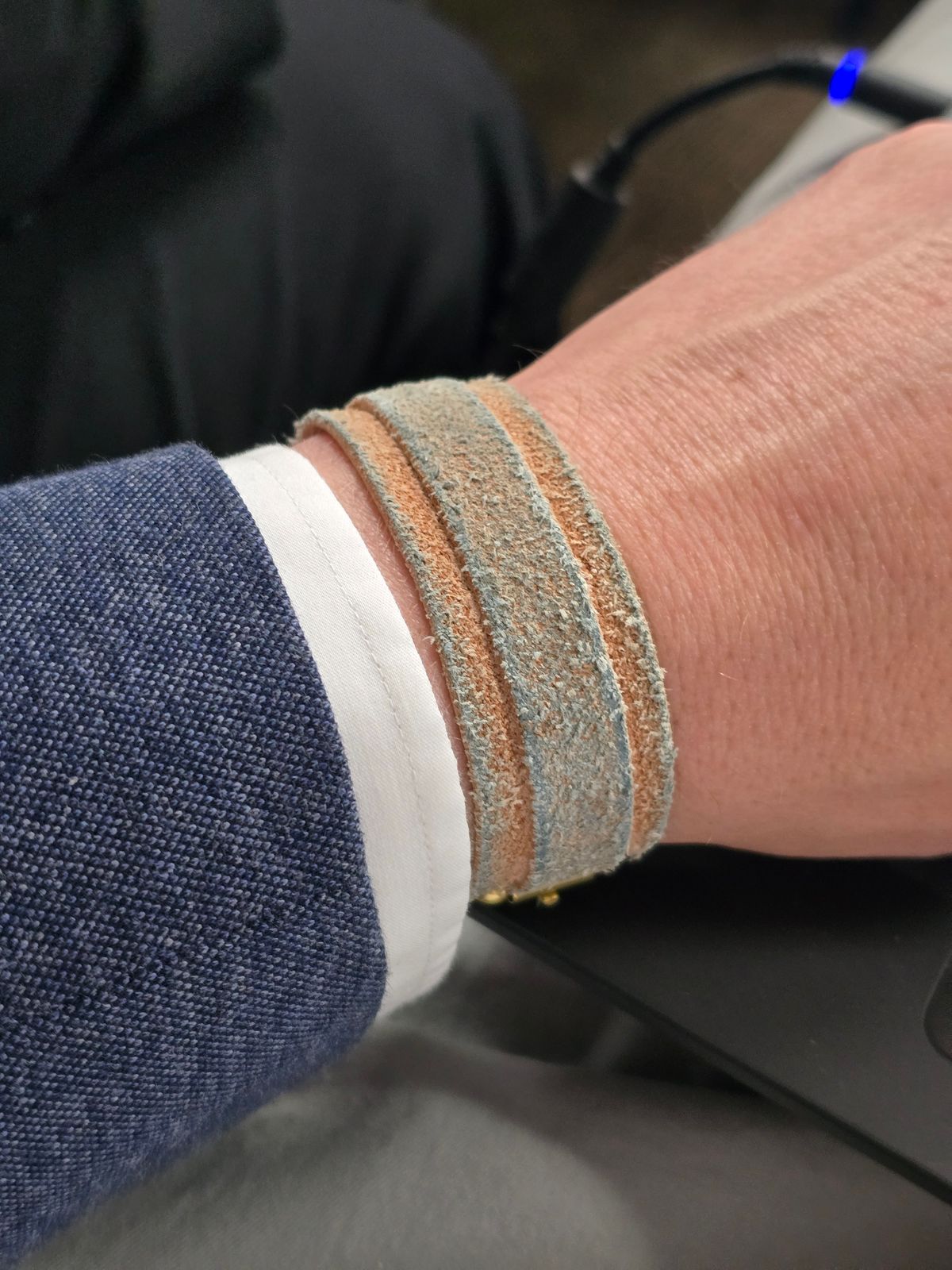 Photo by alanight on November 20, 2025 of the Harker Leatherworks Wristband in Natural Roughout Veg Tan.