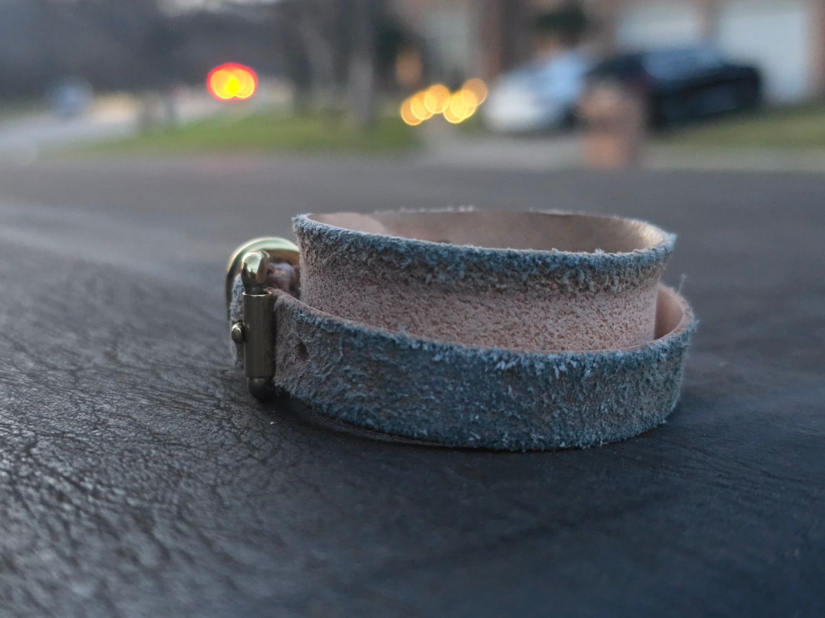 Photo by alanight on January 5, 2026 of the Harker Leatherworks Wristband in Natural Roughout Veg Tan.
