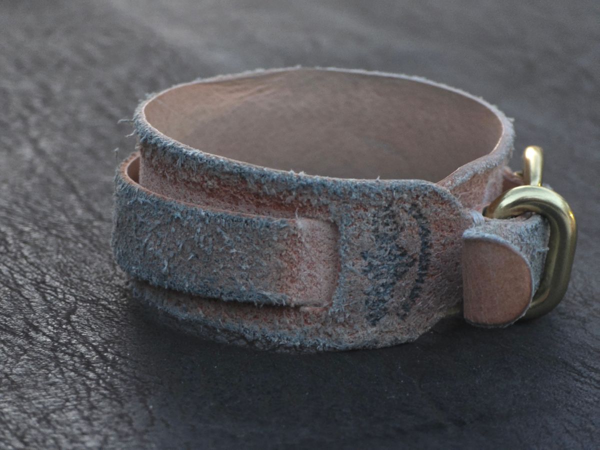 Photo by alanight on January 5, 2026 of the Harker Leatherworks Wristband in Natural Roughout Veg Tan.