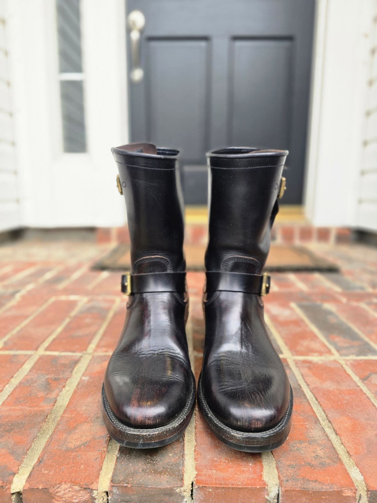 Photo by alanight on December 5, 2025 of the Fortis Boots Engineer Pandawa Last in Fortis Boots Indonesian Natural Vegtan Hand Overdye.