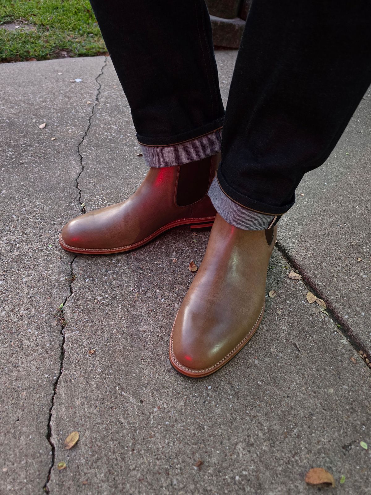 Photo by alanight on October 1, 2024 of the Grant Stone Chelsea Boot in Horween Dune Chromexcel.