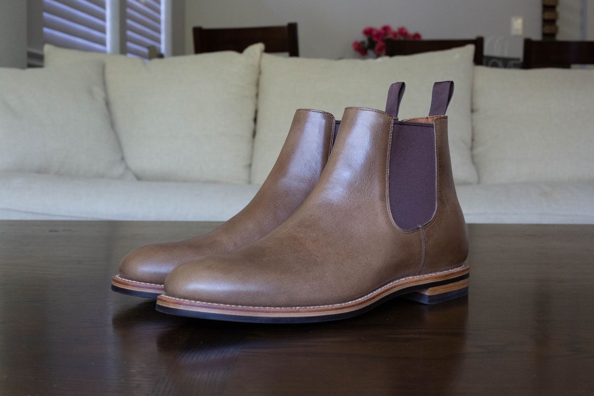 Photo by alanight on October 1, 2024 of the Grant Stone Chelsea Boot in Horween Dune Chromexcel.