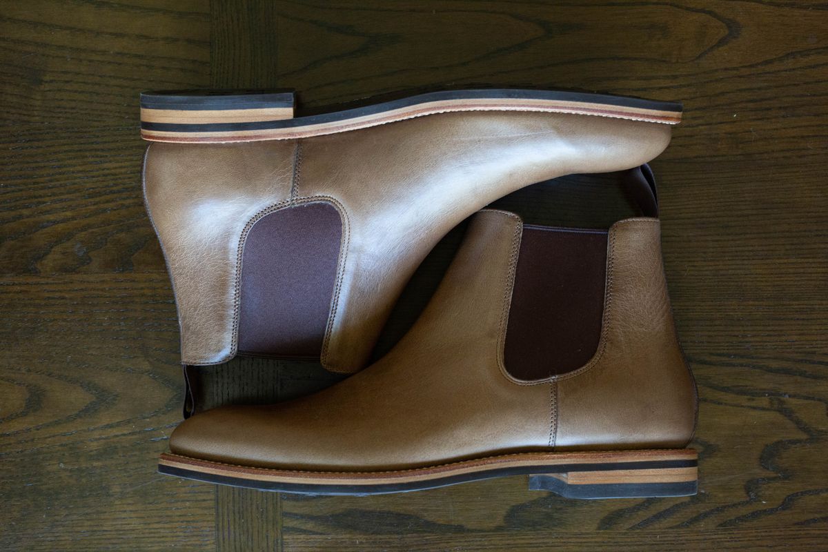 Photo by alanight on October 1, 2024 of the Grant Stone Chelsea Boot in Horween Dune Chromexcel.