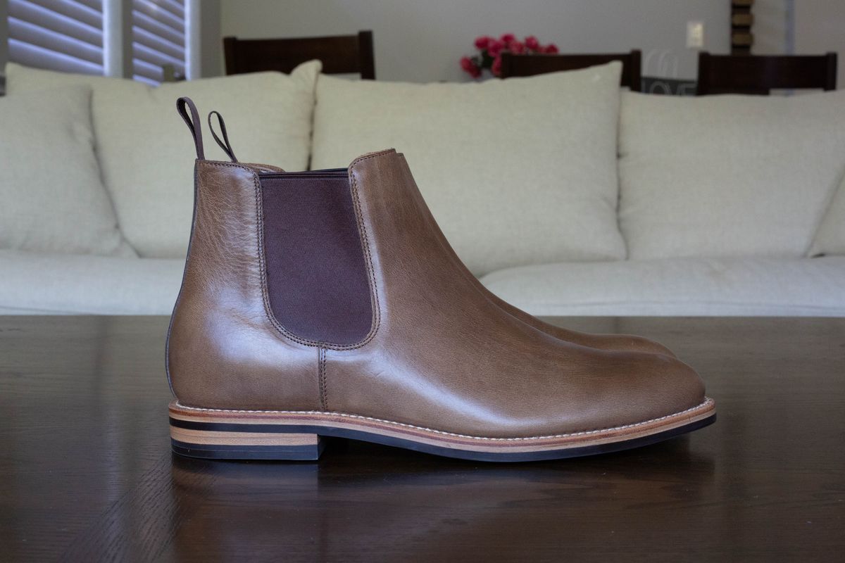 Photo by alanight on October 1, 2024 of the Grant Stone Chelsea Boot in Horween Dune Chromexcel.