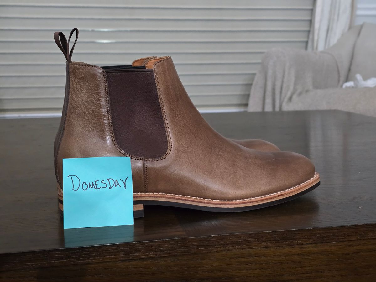 Photo by alanight on October 1, 2024 of the Grant Stone Chelsea Boot in Horween Dune Chromexcel.
