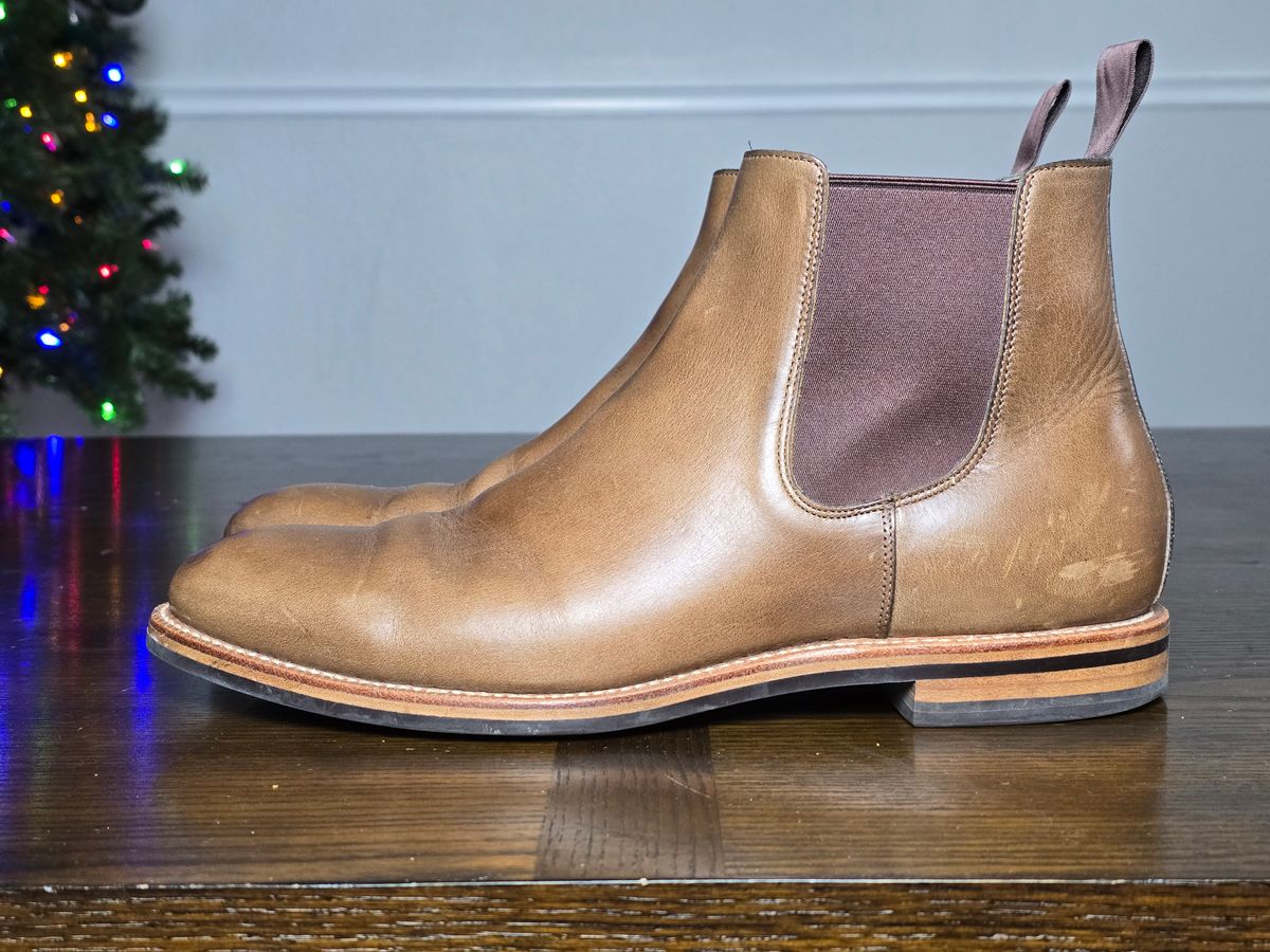 Photo by alanight on December 5, 2024 of the Grant Stone Chelsea Boot in Horween Dune Chromexcel.