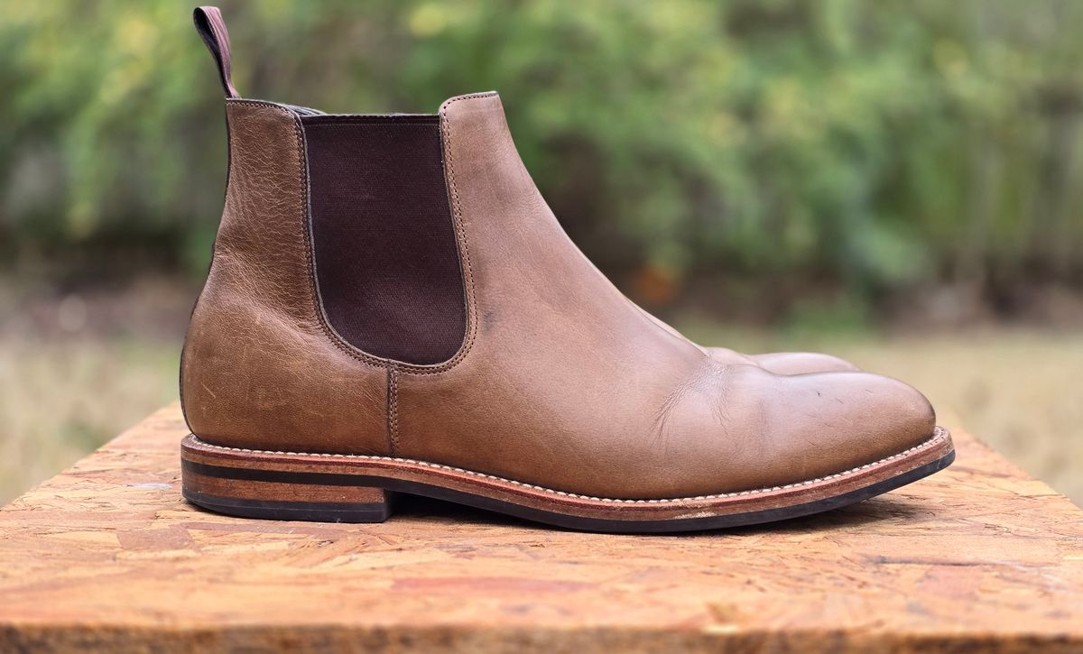 Photo by alanight on February 4, 2025 of the Grant Stone Chelsea Boot in Horween Dune Chromexcel.