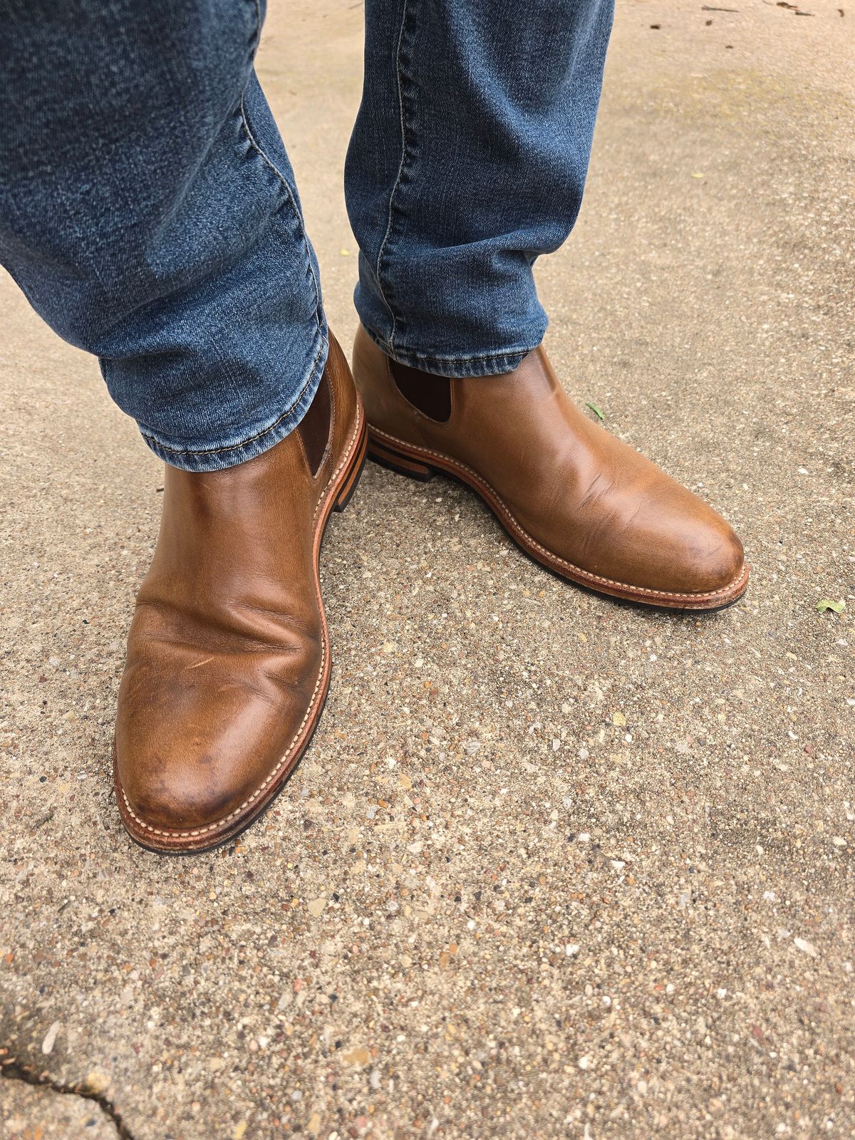 Photo by alanight on April 5, 2025 of the Grant Stone Chelsea Boot in Horween Dune Chromexcel.