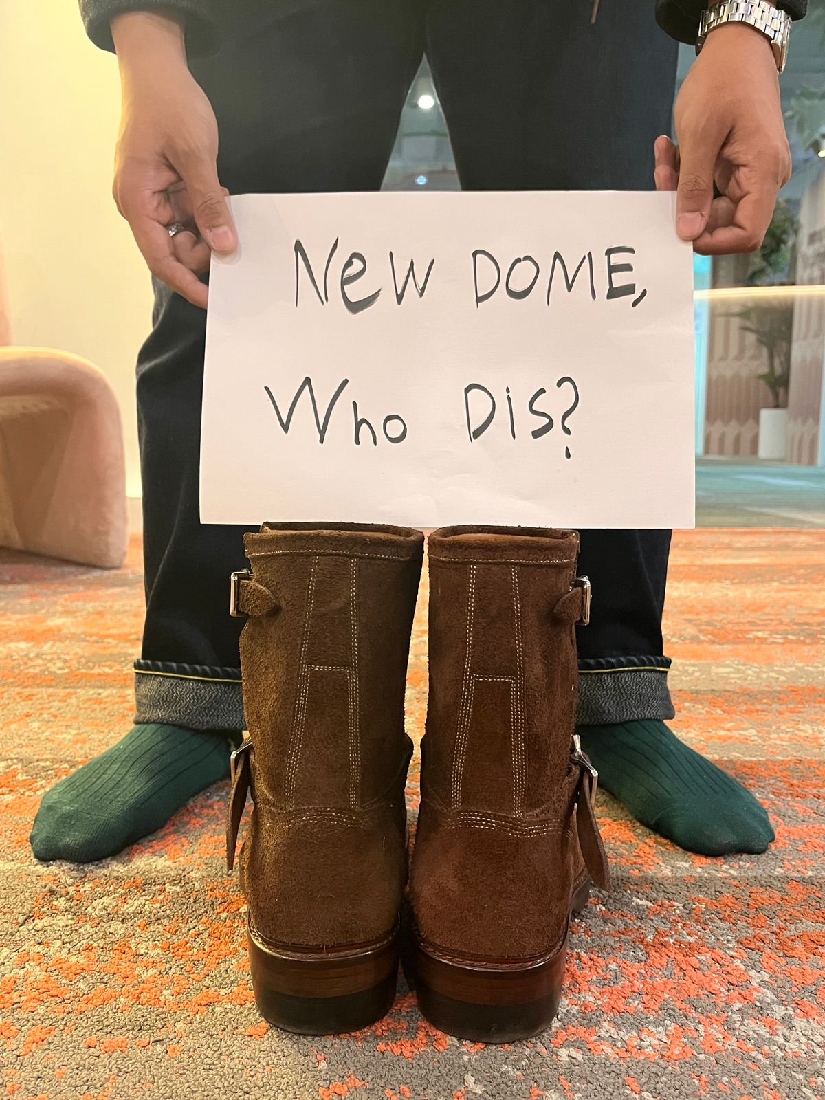 Photo by audysco on October 1, 2025 of the Junkard Engineer Boots in Indonesian Dark Brown Rough Out.