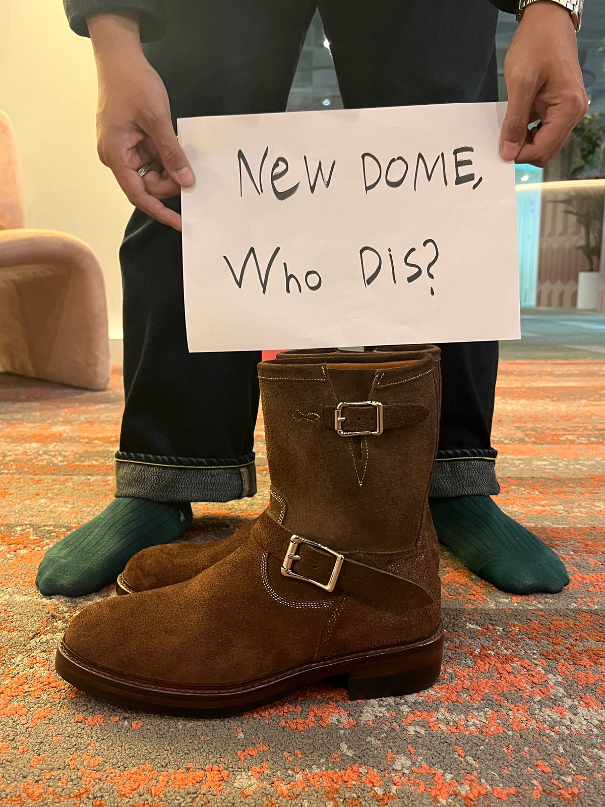 Photo by audysco on October 1, 2025 of the Junkard Engineer Boots in Indonesian Dark Brown Rough Out.