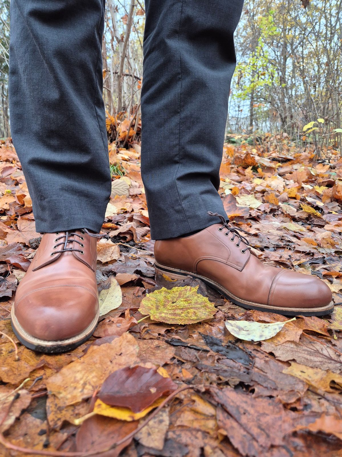 Photo by Natty on November 2, 2025 of the Carmina Custom Cap Toe Derby 80444 in Horween Natural Shell Cordovan.